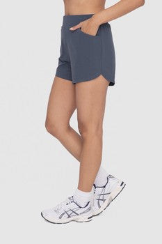 Midnight Navy - Curved Hemline Athleisure Shorts