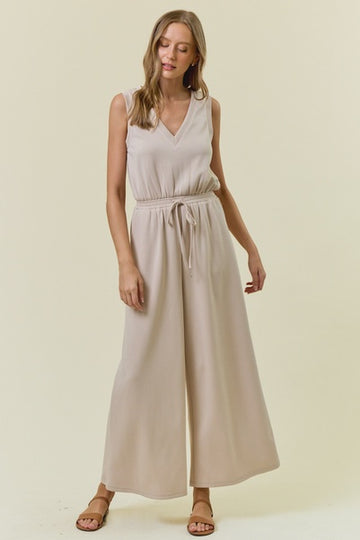 Oat V-Neck Brushed Modal Jumpsuit