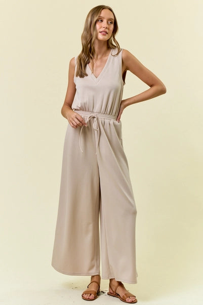 Oat V-Neck Brushed Modal Jumpsuit
