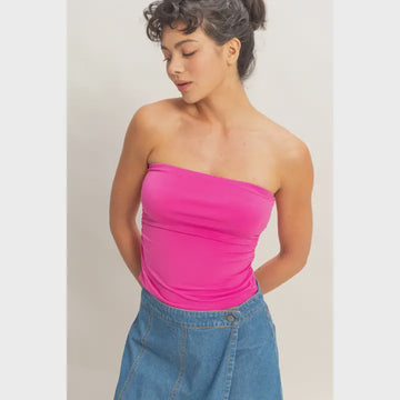 Fuchsia  Ruched Bandeau Top