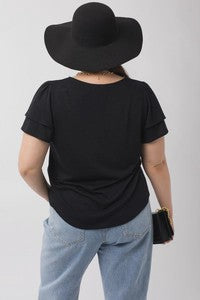 Double Ruffle Crew Neck Top