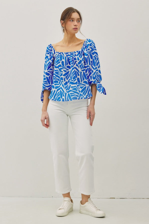 Royal Blue Breezy 3/4 Sleeve Top