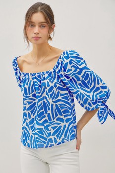 Royal Blue Breezy 3/4 Sleeve Top