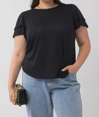 Double Ruffle Crew Neck Top