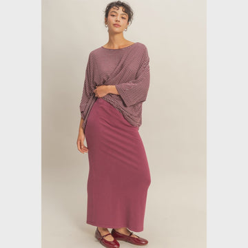Mid-Rise Mineral Washed Casual Maxi Skirt