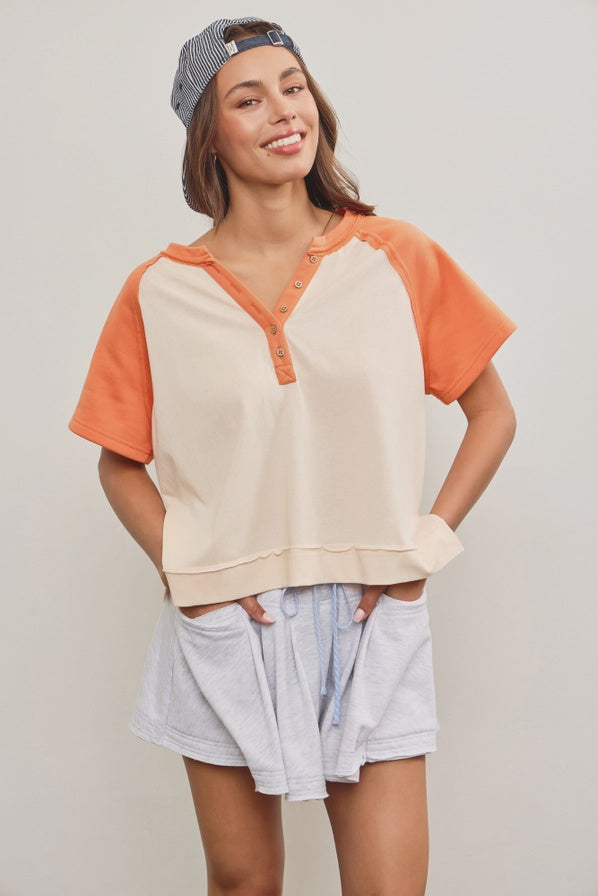 Sunkist Color Block Raglan Top