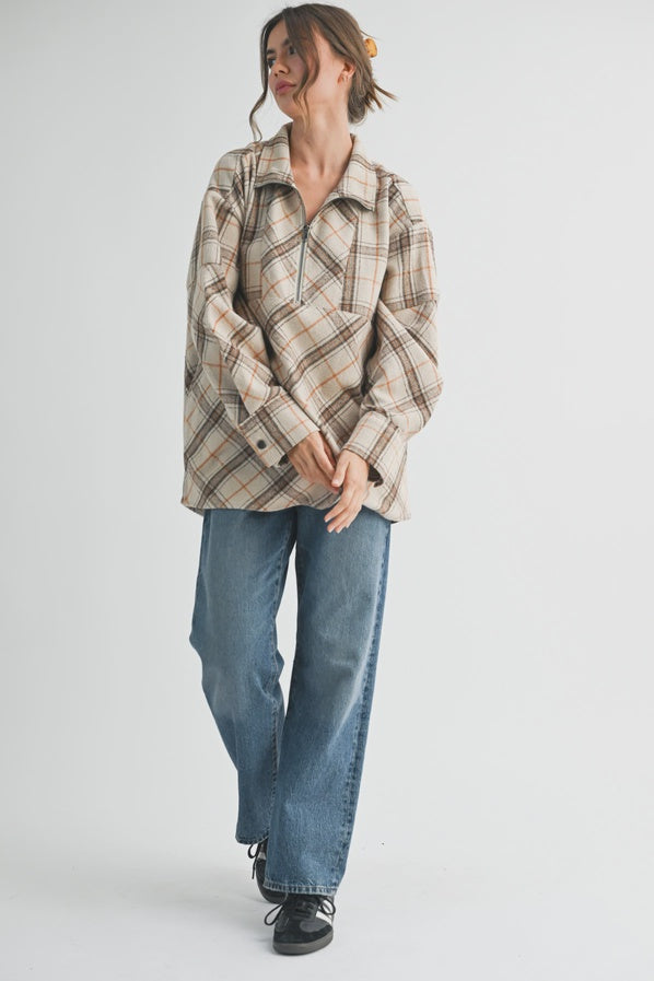 Iced Latte - Mya Plaid Oversize Pullover