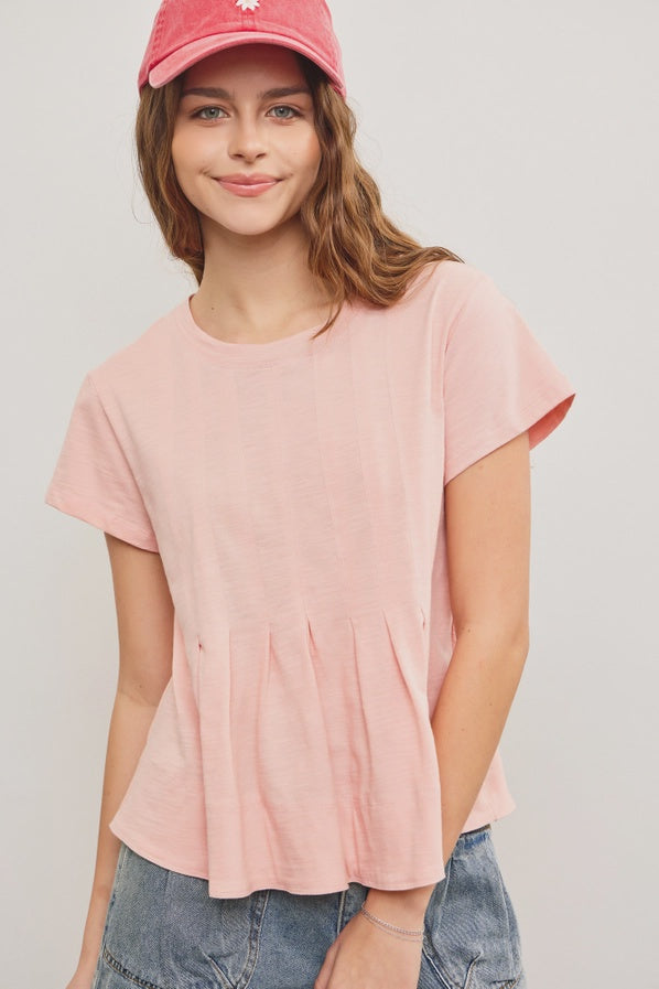 Peach Parfait Pleated Swing Top