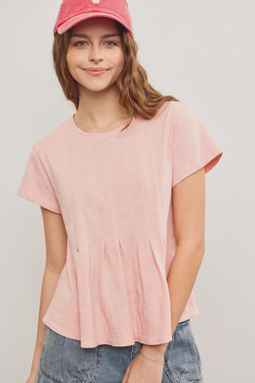 Peach Parfait Pleated Swing Top
