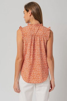 Ruffle V Neck Detail Top