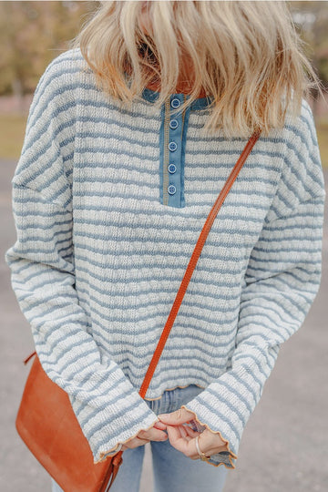 Textured Round Neck Long Sleeve Top
