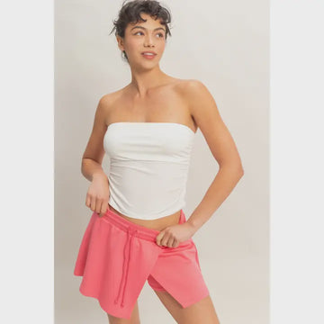 White Ruched Bandeau Top